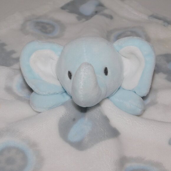Blankets & Beyond Blue Elephant Gray White Owl Security Blanket Plush Lovey Nunu - Picture 2 of 6